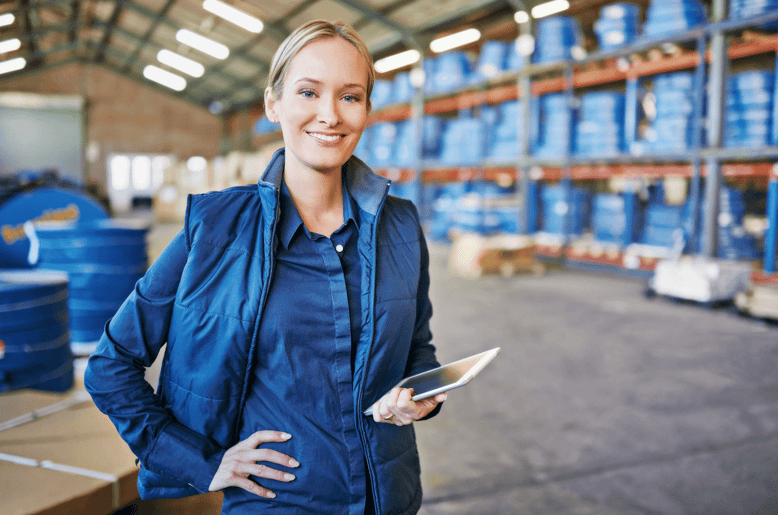 Woman in warehouse