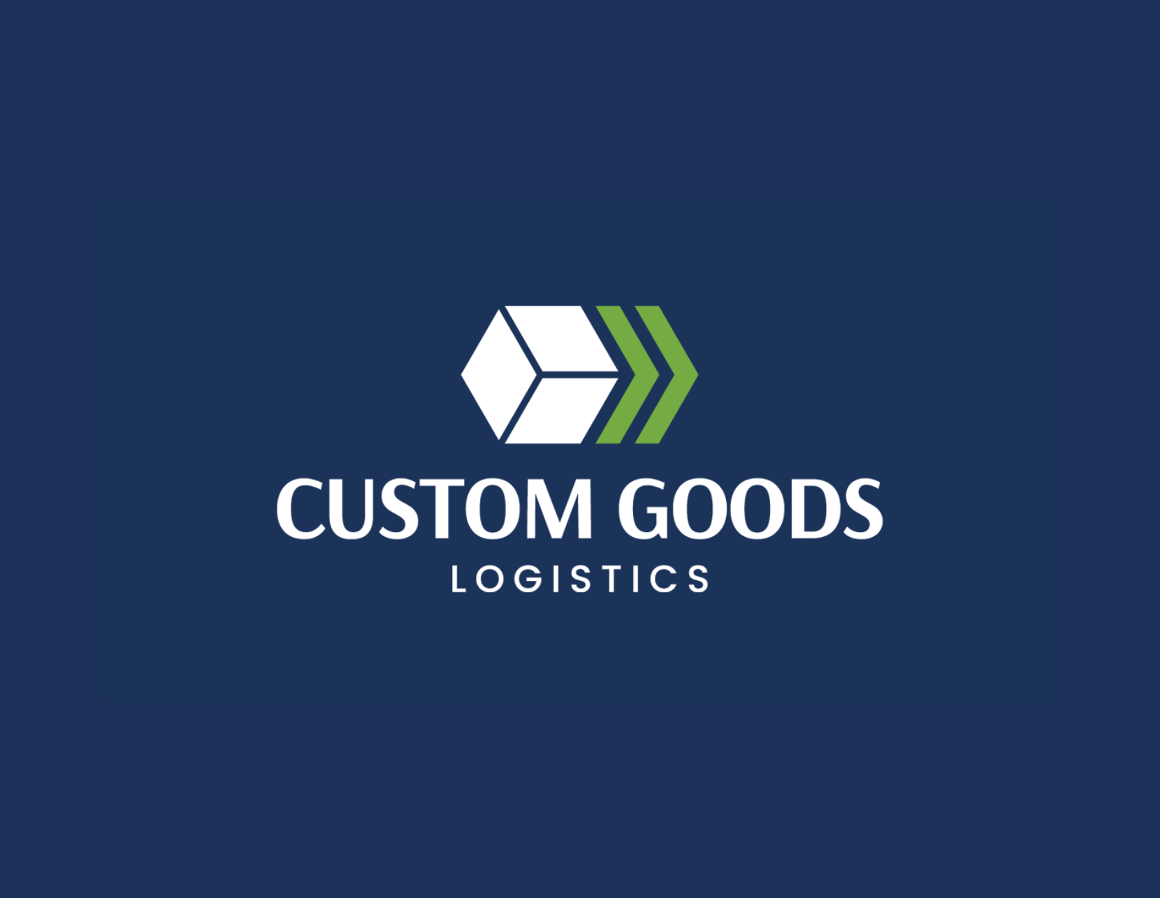 Custom Goods Logistics logo on a navy background
